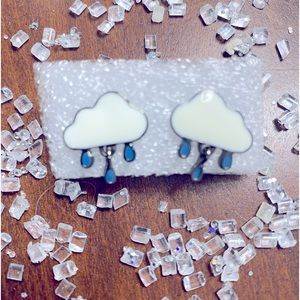 Earrings, clouds with raindrops